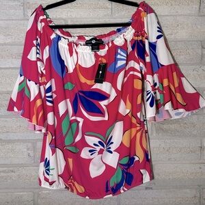 Ashley Stewart Pink Floral Blouse